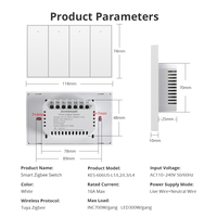 Interruptor de Pared Zigbee 2 en 1 Zemismart, Control por Botón Físico + Modo de Activación de Escenas, 1-4 Canales, Compatible con la Aplicación Tuya, Funciona con Apple Home y Alexa