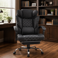 Chaise de bureau exécutive ergonomique pivotante traditionnelle simple, dossier en maille PU, base en acier, appui-tête réglable, garantie de 3 ans