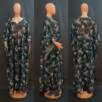 2022 femmes col en v longue Robe costumes afrique nouvelle mode imprimé en mousseline de soie grande taille ample 2 pièces ensemble longue Robe + pantalon costumes décontractés