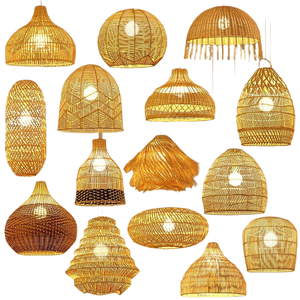 Lustre en rotin, comptoir de bar de restaurant personnalisé, hôtel de type gîte, style rétro sphérique en forme de nid d'oiseau tressé - Product Image 1