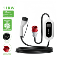 Chargeur EV portable certifié CE RoHS 11KW, station de charge de niveau 2 de type 2, chargeur EVSE triphasé, démarreur de voiture portable