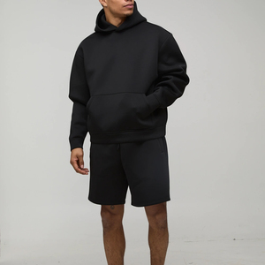 ชุดฮู้ดดี้และกางเกงขาสั้นสีพื้นผ้าฝ้ายฟลีซคุณภาพสูงสำหรับฤดูหนาว ผลิตอย่างมืออาชีพ บริการ OEM สำหรับเสื้อผ้าสตรีทแวร์ - Product Image 1