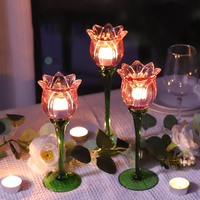 Ensemble de 3 bougeoirs décoratifs en forme de tulipes roses, parfait pour les bougies chauffe-plat et les bougies votives