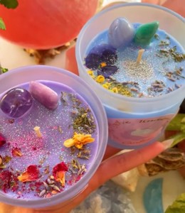 Regalo di ringraziamento fatto a mano profumata di cristallo di soia chakra candela collestione - Product Image 3