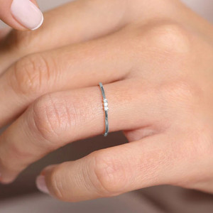 CANNER Minimalist <b>Silver</b> 925 Dainty Thin <b>Stacking</b> <b>Rings</b> Jewelry 1.5MM Triple Stone 18k Yellow Gold <b>Ring</b> Foir Women Wholesale - Product Image 4