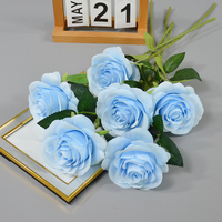 Vente en Gros Roses de Bourgogne Roses de Rose Artificielles avec Tige pour Décorations de Mariage