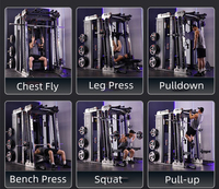 Station multifonctionnelle de qualité commerciale pour salle de sport à domicile, ensemble complet avec rack à squats intégré et crossover de câbles, livraison DDP