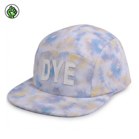 Casquettes de sport en nylon tie-dye personnalisées à 5 panneaux, effet vieilli, broderie 3D, boucle métallique, style camp, vente en gros