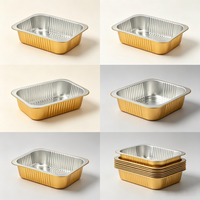 Conteneur rectangulaire jetable en aluminium et PP avec couvercles transparents, résistant au four et de qualité alimentaire pour la restauration à emporter