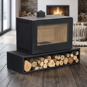 Chimenea <span class=keywords><strong>de</strong></span> <span class=keywords><strong>leña</strong></span> <span class=keywords><strong>de</strong></span> acero <span class=keywords><strong>de</strong></span> vista completa tipo inserto con compartimento inferior <span class=keywords><strong>de</strong></span> almacenamiento <span class=keywords><strong>de</strong></span> <span class=keywords><strong>leña</strong></span> para uso en vestíbulos <span class=keywords><strong>de</strong></span> hotel - Product Image 2