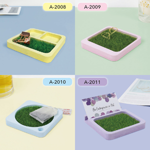 ชุดอุปกรณ์จัดระเบียบโต๊ะทำงาน DIY ชุดแม่พิมพ์คอนกรีตสีสันสดใสลายหญ้าสีเขียว ชุดงานฝีมือสำหรับผู้ใหญ่ - Product Image 3