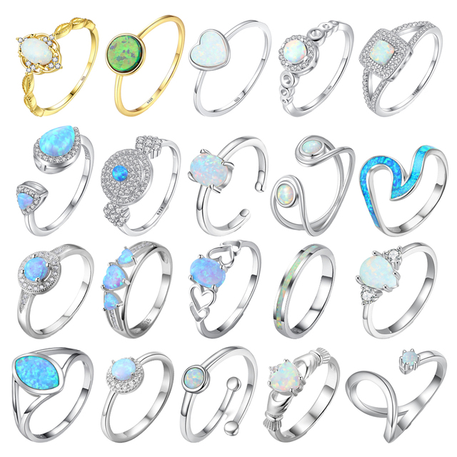 Exquisite Classic Fashion Women's Jewelry 925 Sterling Silver Platinum Plated Opal Rings GTC Certified Wedding Party Anniversary