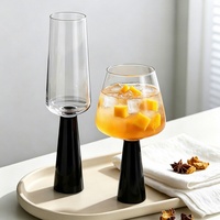 Verre à vin moderne minimaliste noir/transparent, forme torche unique, en cristal, pour vin rouge et champagne