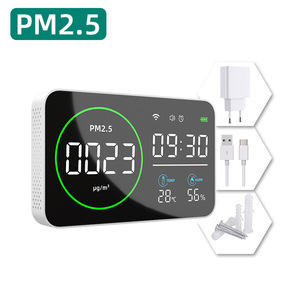 WiFi Smart PM2.5 Air Quality Monitor 10 Inch <b>LED</b> Display Indoor Temperature Humidity <b>Clock</b> With Auto Brightness Adjustment - Product Image 2