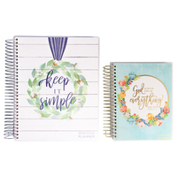 Carnet de notes académique avec couverture laminée, spirale, dorure à chaud, impression couleur, agenda avec poche pour autocollants