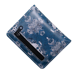 Cartera <span class=keywords><strong>de</strong></span> cuero para <span class=keywords><strong>hombre</strong></span> <span class=keywords><strong>de</strong></span> pie con botón <span class=keywords><strong>de</strong></span> doble pliegue, cartera corta con bolsillo para monedas, impresa por dentro y por fuera, en stock - Product Image 2