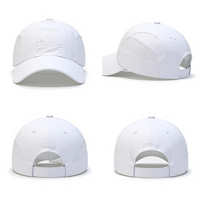 Witte baseballcap met 6 panelen, verstelbaar, ademend, unisex, casual pet met geborduurd logo op het voorpaneel, geschikt voor lente en zomer.