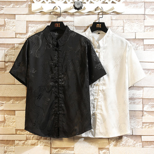 Chemise boutonnée à manches courtes en maille respirante anti-boulochage avec logo personnalisé pour <span class=keywords><strong>homme</strong></span>, idéale pour la publicité culturelle élégante, imprimée unie - Product Image 3