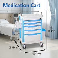 Carrito Médico de Alta Resistencia con Compartimentos de ABS con Múltiples Cajones, Capacidad de Carga de 150 kg, 1 Año de Garantía, para Uso en Salas de Hospital