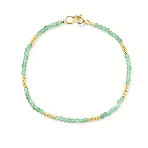 Summer Looks Throwback Piece 18k Gold Plated Handcrafted 2mm Natural Gemstone Beads Bracelet