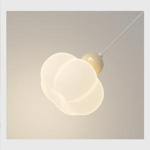 モダンクリームパンプキンシングル & スリーヘッドサスペンションワイヤーペンダントライトシンプルバー & レストランデザイン小さな寝室シャンデリア - Product Image 3