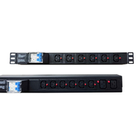 Harga pabrik 19 1U rak Horizontal terpasang unit distribusi daya IEC C13 6-Way 2P pemutus sirkuit untuk perlindungan peralatan