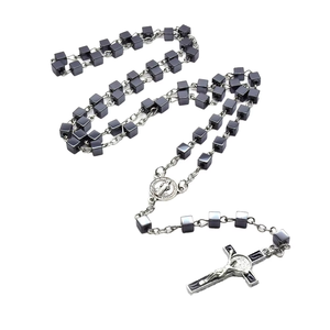 Hämatit-Rosenkranz Katholisch für Männer und Frauen, Rosenkranz-Halskette für Männer mit Vi - Product Image 2