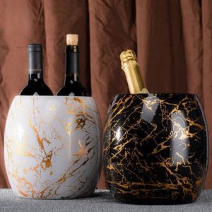 Seau à glace de luxe pour hôtel, en acier inoxydable 201 épaissi, 3,6 L, avec finition dorée, blanc et noir, pour champagne et vin rouge - Product Image 3