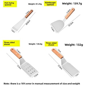 Stainless Steel Pizza Shovel Wooden Handle Steak Frying Barbecue Shovel Set for Teppanyaki Cooking - Product Image 4