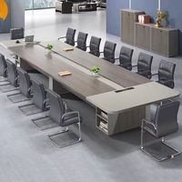 Grande table de conférence rectangulaire moderne pour plusieurs personnes, table de réunion de bureau avec gestion des câbles pour salle de réunion