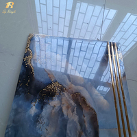 Marches d'escalier en porcelaine Springletile, luxe noir et or, effet marbre, antidérapantes, pour la décoration intérieure et l'aménagement extérieur des escaliers.