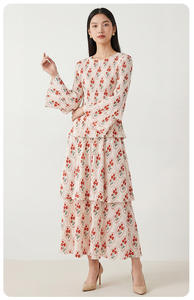 Vestido Maxi Floral con Volantes de Diseño PY Fashion, Elegante y Casual para Mujer, Doble Capa, Estilo Coreano, Poliéster, Venta al Por Mayor - Product Image 4