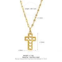 Collier tendance en acier inoxydable 316L plaqué or 18 carats avec pendentif croix cœur creux pour femme