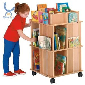 XIHA Anak-anak 3 Tingkat Montessori Rak Buku Kayu Anak-anak Rak Buku Mainan Lemari Penyimpanan Furnitur Rumah TK