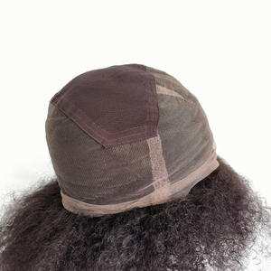 Parrucche di capelli umani naturali da donna nere <span class=keywords><strong>Afro</strong></span> elastiche in pizzo pieno - Product Image 5