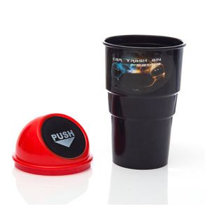 Car Trash Can Round 1-3L Push Lid Waterproof <b>Interior</b> <b>Accessory</b> For Car - Product Image 3