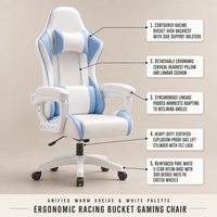 Chaise de bureau gaming inclinable ergonomique réglable en hauteur avec repose-pieds en cuir microfibre pour dortoir et streaming