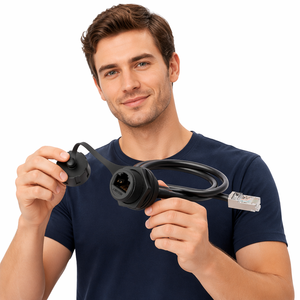 Connecteur de câble étanche <span class=keywords><strong>IP68</strong></span> LSHITECH 0,1-1m Cat5/Cat6/8p8c, fiche aviation blindée en cuivre et nylon, connecteur Ethernet mâle/femelle - Product Image 6