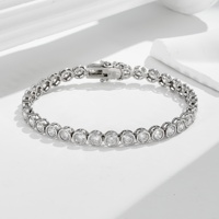 Bracelet Peishang Jewelry en argent sterling 925 plaqué or 14 carats, fermoir à double sécurité vintage, zircon rond taillé, style tennis