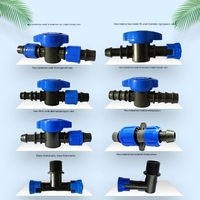 Kit complet de vanne de dérivation pour irrigation goutte à goutte 4 points 16 goutteurs, économie d'eau, connecteur rapide PE noir, accessoires d'irrigation toutes saisons