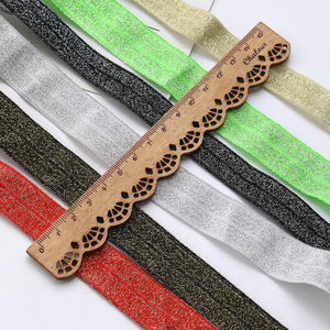 1.5cm 2.0cm vàng bạc kim loại Jacquard long lanh Webbing gấp đồ lót đàn hồi Foldover ban nhạc đàn hồi - Product Image 2