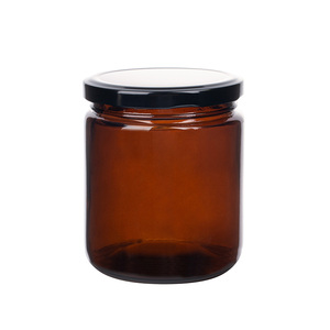 Pot à cornichons <span class=keywords><strong>de</strong></span> 450 ml, pot à confiture en verre vide rond à large ouverture, ambre, avec couvercles hermétiques - Product Image 3