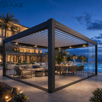Jiake Kommerzielle Aluminium-Lamellenpergola mit motorisierten Glaspaneelen für Resort-Hotels, Außenbereiche, Gärten, Pavillons und Balkone
