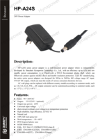 Adaptor Daya Plug-in OEM/ODM 24W Input 90-264Vac Output 5/9/12/24Vdc CE/FCC Kelas II Level VI untuk Router/LED Hynapower HP-A24S