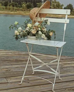 演説式のための固体木製折りたたみイベント白い椅子