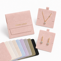 Pochette à bijoux en microfibre avec insert personnalisé en suède pour collier, boucles d'oreilles, bague, bracelet, emballage en velours avec rabat, sac cadeau anti-poussière