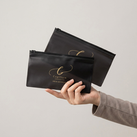 Logo imprimé à chaud en or, petit mini eva pvc, emballage réutilisable en plastique épais noir givré, pochette à fermeture éclair