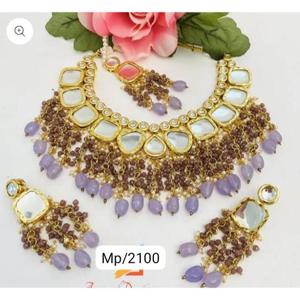 Collares de compromiso de boda de estilo étnico de Bollywood chapados en oro para mujer AD CZ Victoria Set Zircon Number Shape Strand Chains - Product Image 1