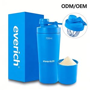 ODM/OEM Botella Mezcladora de Proteínas de Acero Inoxidable de 500/750 ml con <span class=keywords><strong>Compartimento</strong></span> de Almacenamiento, Mezcladora de Gimnasio a Prueba de Fugas para Antes del Entrenamiento, Libre de BPA - Product Image 2