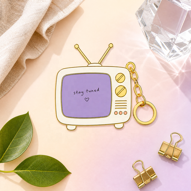 The New Hot Cartoon Metal Keychain Wholesale Retro Tv Keyrings Bag Charm Gift Custom LOGO Television Hard Enamel Keychains Cute